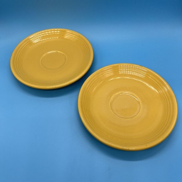 Fiesta Other - Sett Of 2 Vintage Yellow Genuine Fiesta HLO 6" Saucer Plates Bread Salad Plate